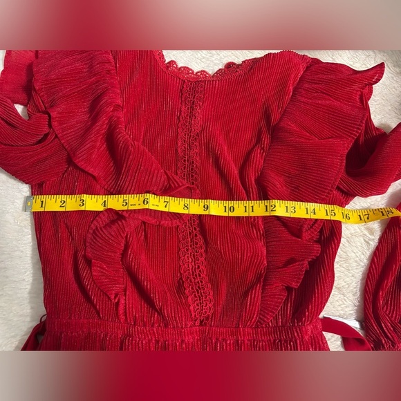 Elegant Red Ruffled Mini Dress A. Calin by Flying Tomatoe Size Small - NWOT - Picture 4 of 8